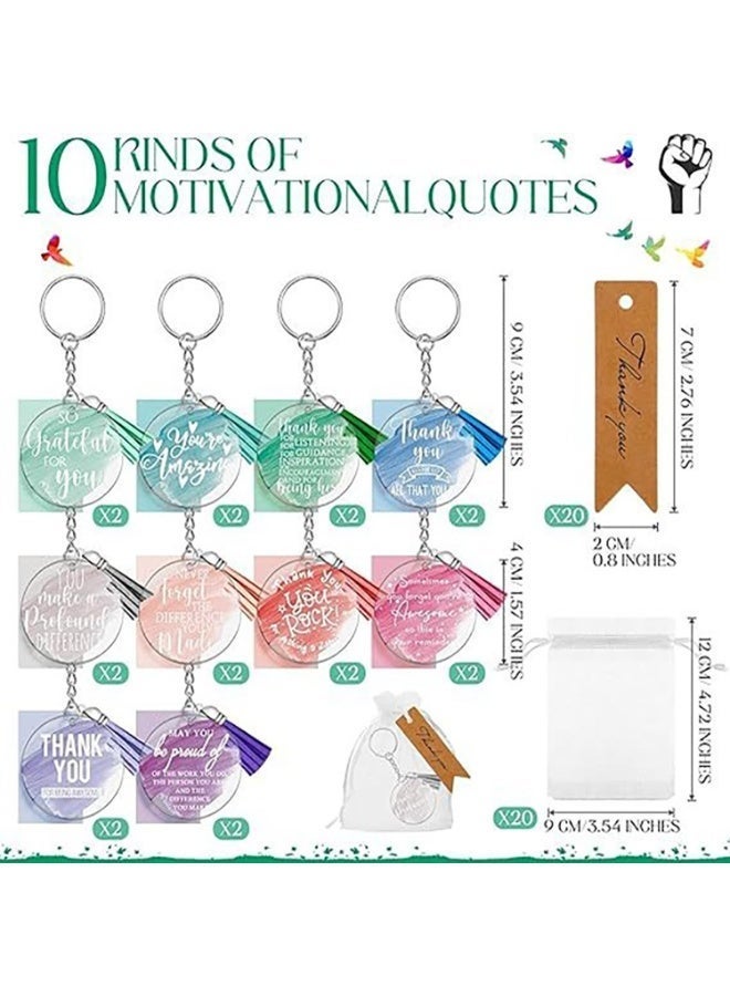 هدايا تقدير فريق 20 جهاز كمبيوتر شخصي ، سلاسل مفاتيح أكريليك واضحة ملهمة مع اقتباسات تحفيزية ومحافظات ، مثالية للموظف والممرضة وزميل العمل والاعتراف بالموظفين (10 أساليب ، 2 من كل واحد) - Image 2